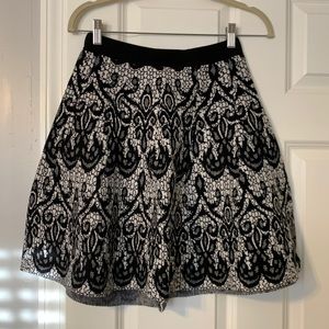 Black and White Lace Print Skirt